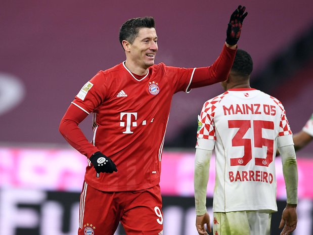 Im Hinspiel (5:2) erzielte Robert Lewandowski gegen Mainz zwei Treffer