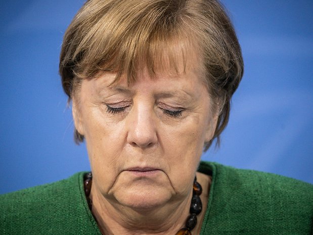 Bundeskanzlerin Angela Merkel (CDU) nach dem Corona-Gipfel.