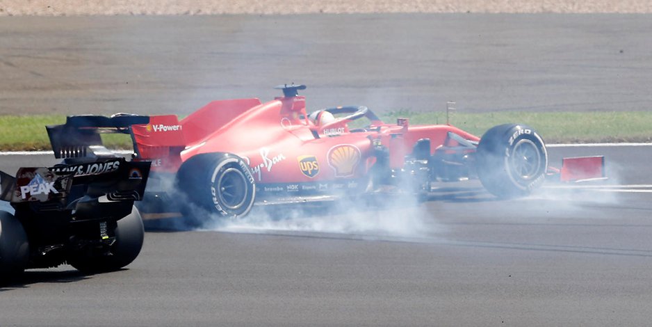 Sebastian Vettel leistete sich im Ferrari früh im Rennen einen Dreher, attackierte später die Team-Strategie.
