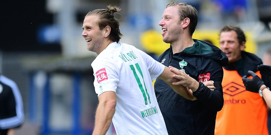 Werder-Trainer Florian Kohfeldt mit seinem Ass im Endspurt: Niclas Füllkrug kehrte nach 273 Tagen Verletzungspause mit einem Tor zurück.