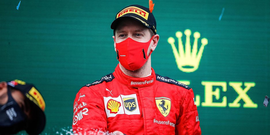 Sebastian Vettel feiert seit langem mal wieder einen Podiumsplatz.