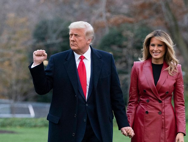 Donald und Melania Trump im Garten des Weißen Hauses.