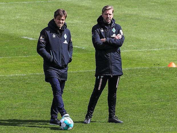 Clemens Fritz (l.) und Florian Kohfeldt von Werder Bremen.