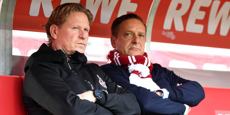 Seit 18 Spielen ohne Sieg: Markus Gisdol (l.), Trainer des 1. FC Köln, und Sportchef Horst Heldt.