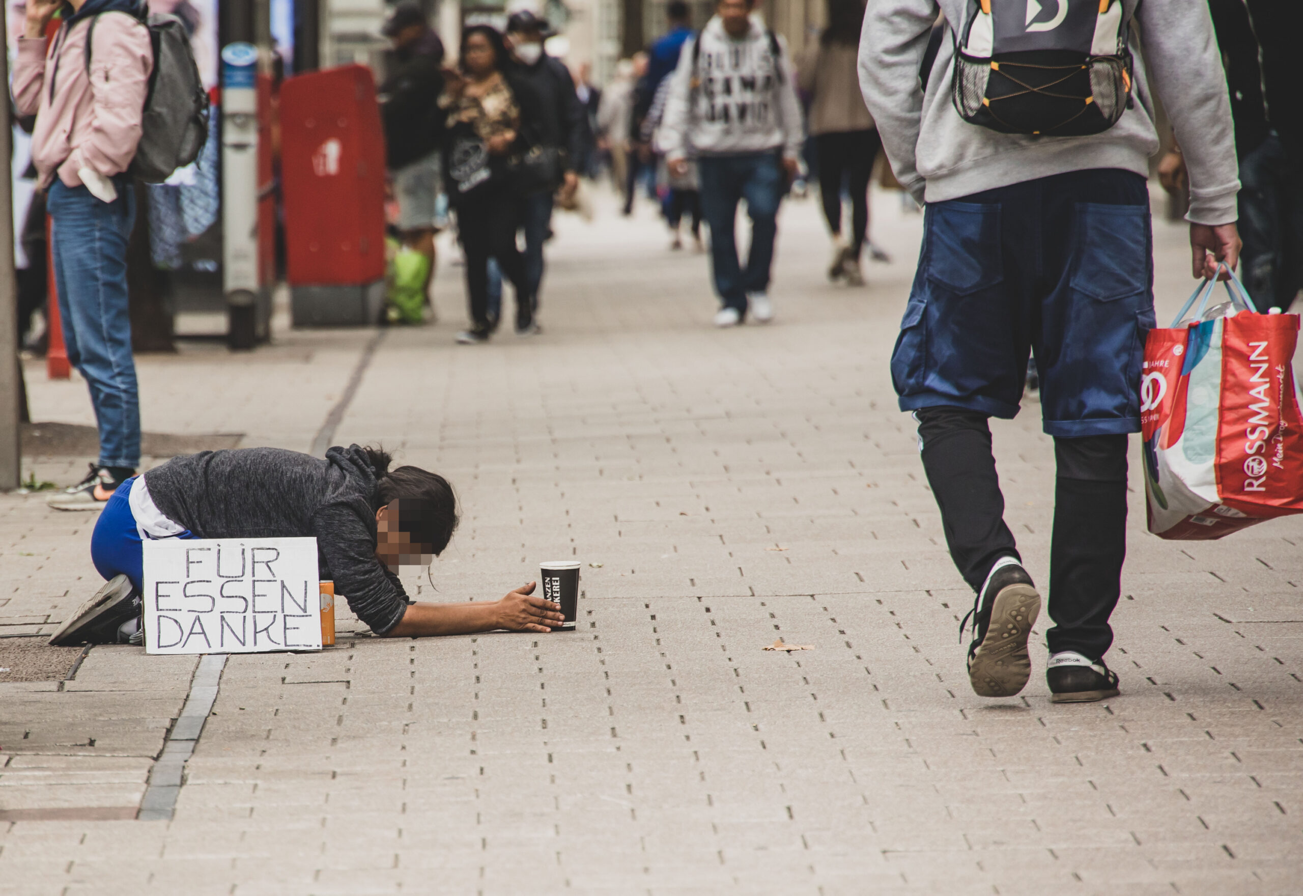 Obdachlose in Hamburger Innenstadt
