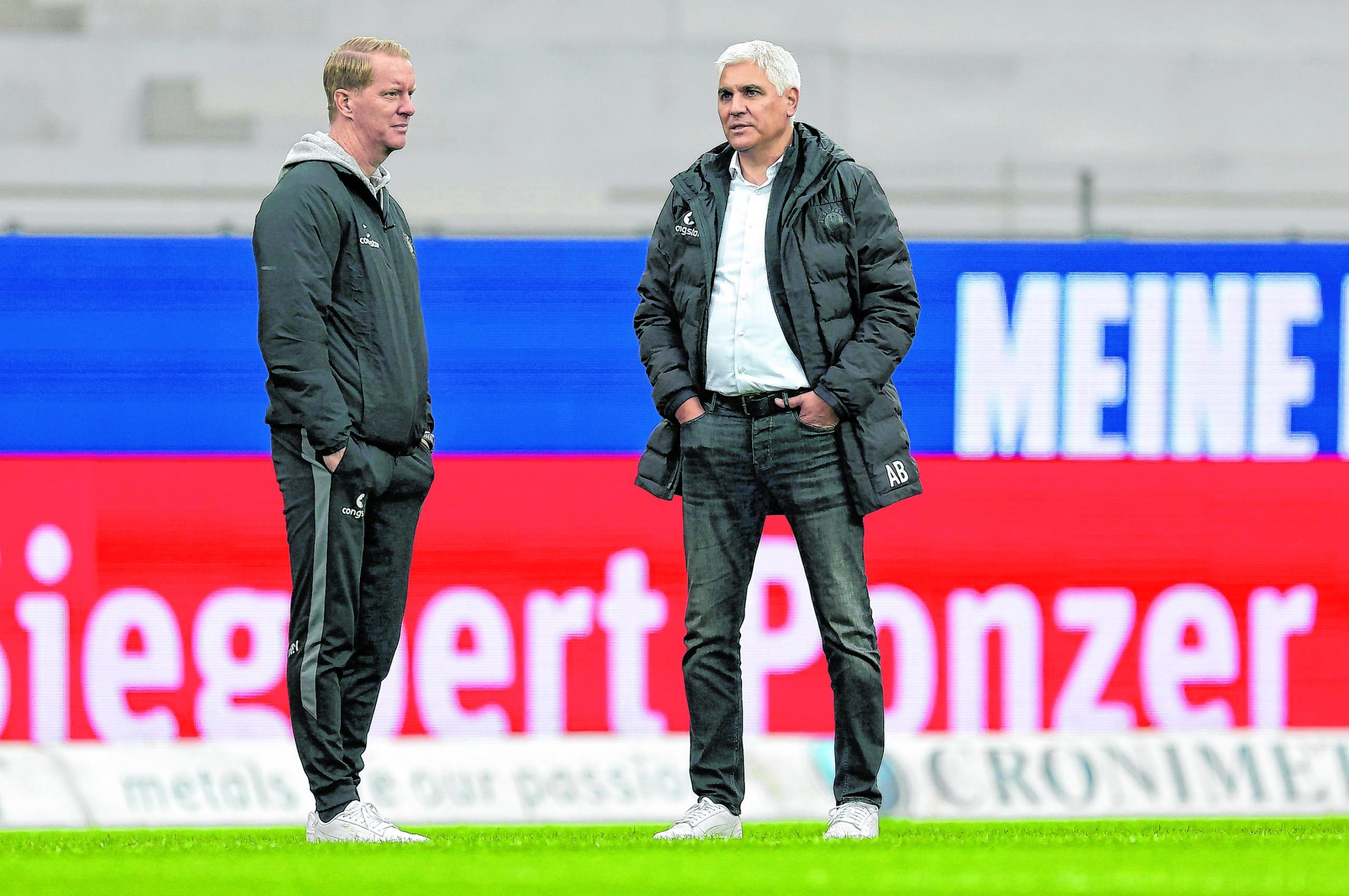 FC St. Pauli-Trainer Timo Schultz und Sportchef Andreas Bornemann