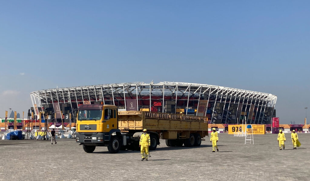 Aufräumarbeiten am Stadion 974 in Katar