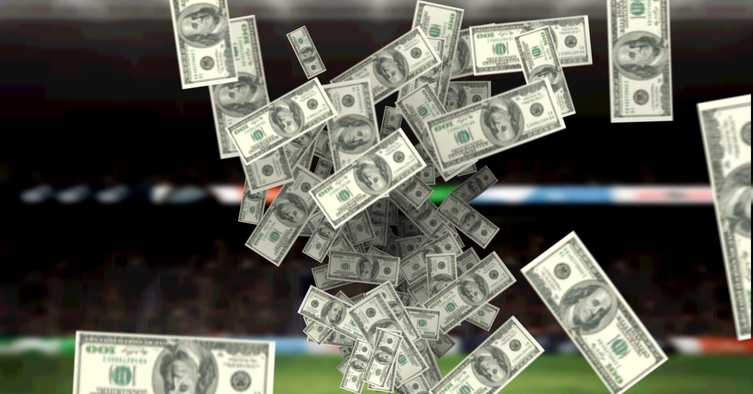 Dollar fliegen durch ein Stadion