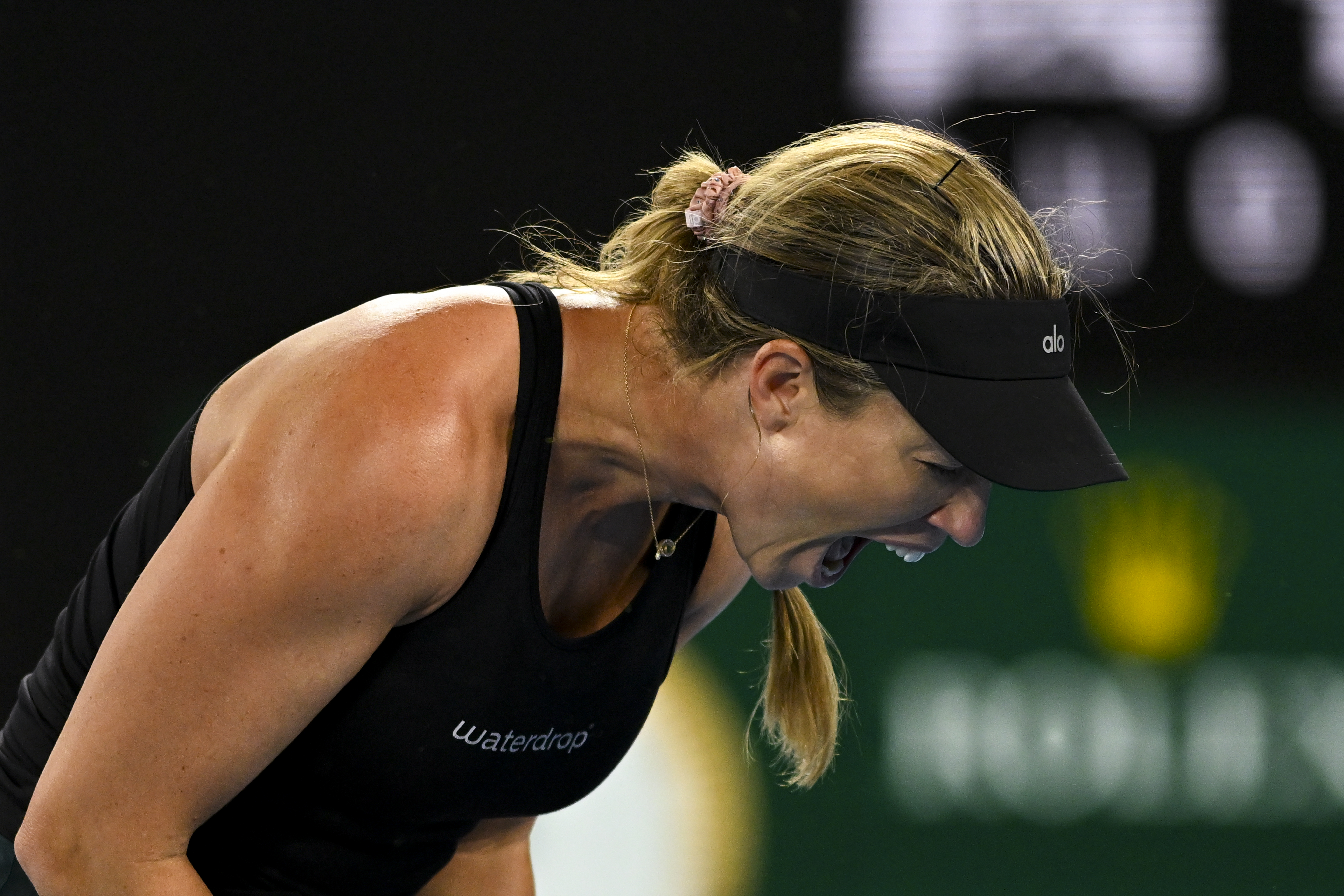 Danielle Collins jubelt während ihres Australian Open Spiels gegen Karolina Muchova.