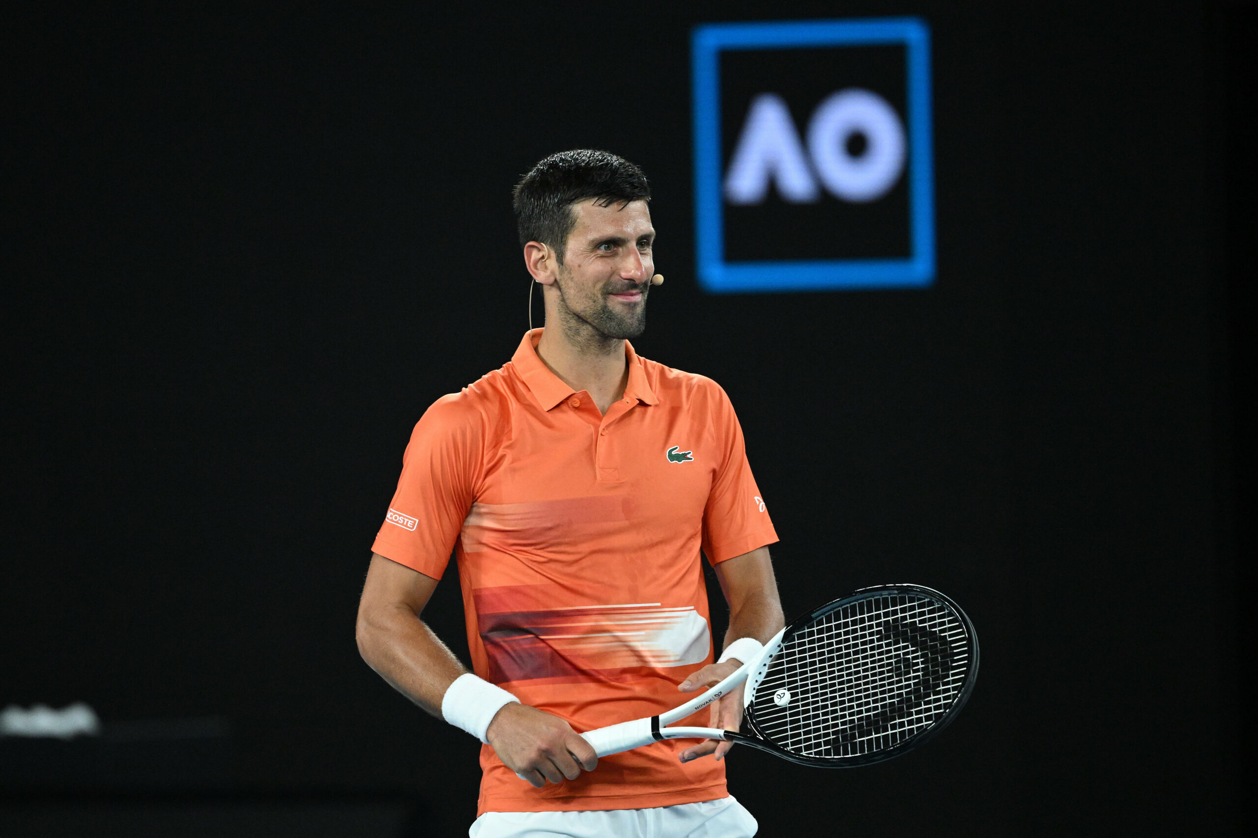 Novak Djokovic beim Trainingsspiel in Melbourne
